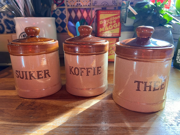 3 pots de cuisine vintages en grès - Hollande