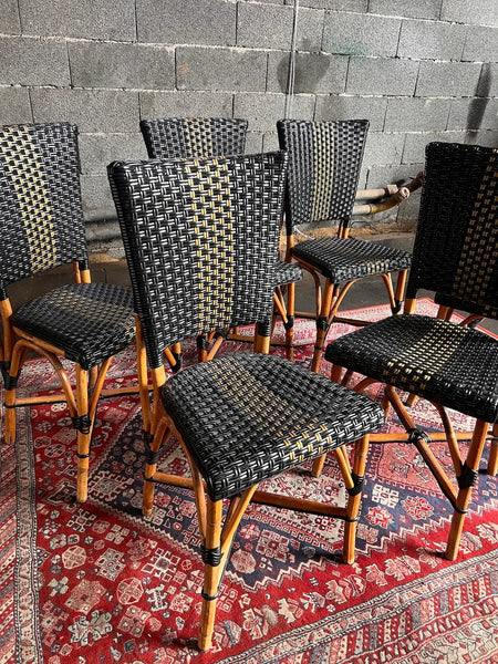 6 chaises vintages de terrasse de bistrot parisien en rotin