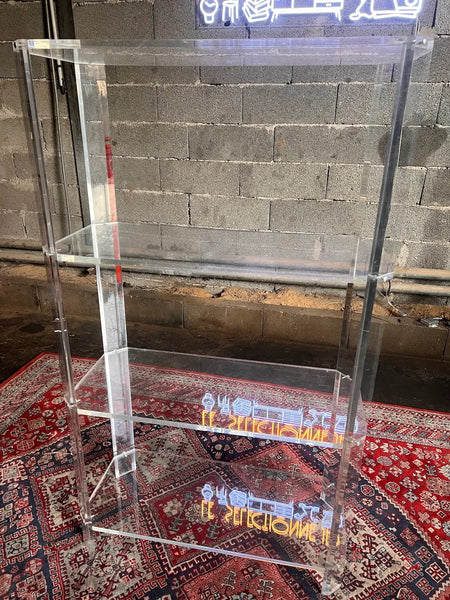Bibliothèque / étagère vintage en plexiglas dans le goût de David Lange