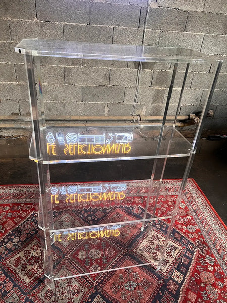 Bibliothèque / étagère vintage en plexiglas dans le goût de David Lange