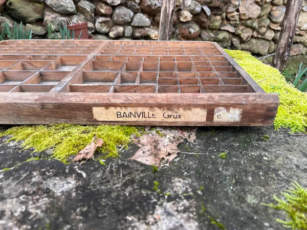 Casier d'imprimeur ancien en bois Bainville Gros 65x44cm