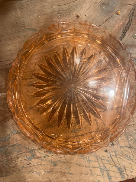 Cloche à fromage / gâteau vintage en verre rose dit rosaline - Made in France - Années 50