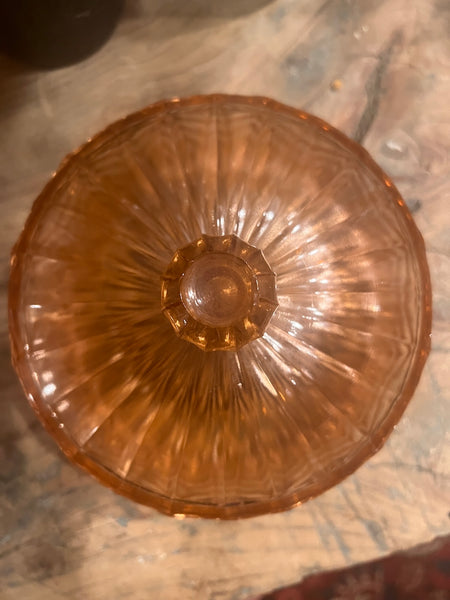 Cloche à fromage / gâteau vintage en verre rose dit rosaline - Made in France - Années 50