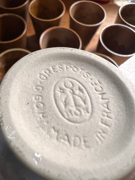 10 tasses / verres vintages Digoin Grespots en grès