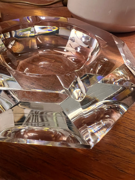 Cendrier vintage en cristal octogonal Val Saint Lambert