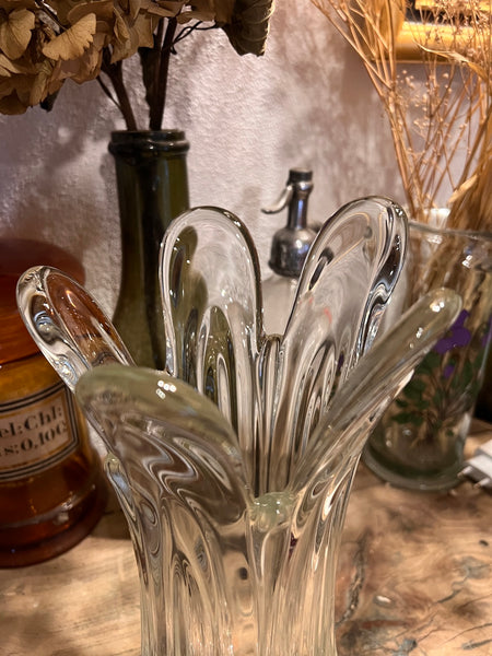 Vase vintage en cristal forme tulipe - Années 70