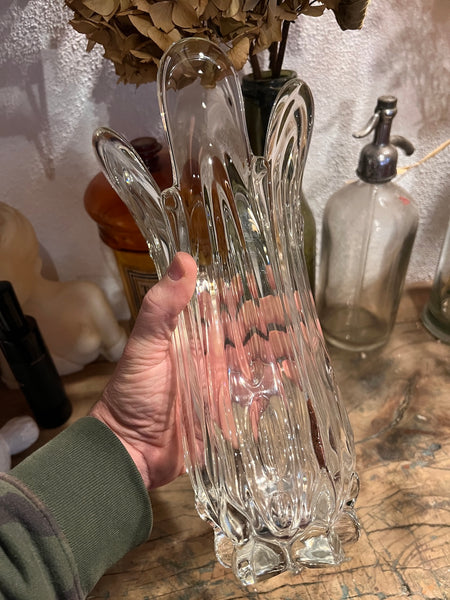 Vase vintage en cristal forme tulipe - Années 70