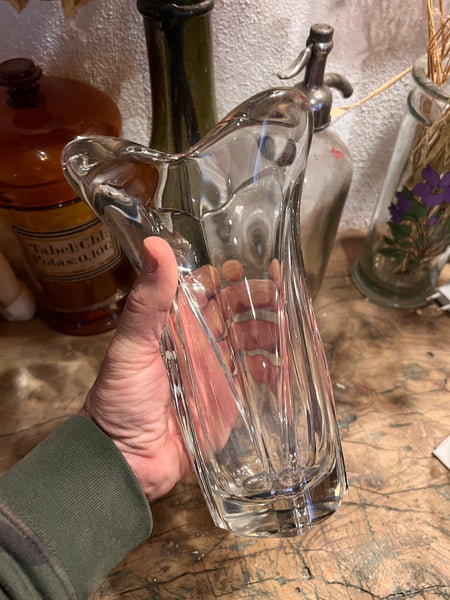 Vase vintage en cristal de Lorraine polylobé dans le goût de Daum - Années 60