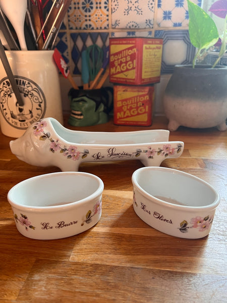 Service à apéritif vintage Apilco - France en porcelaine