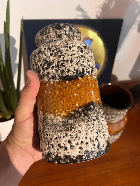 Duo de vases vintages en céramique Fat Lava - West Germany - Années 70