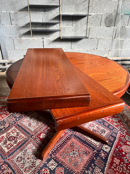 Table scandinave vintage ronde Baumann extensible à pied étoile - Années 70