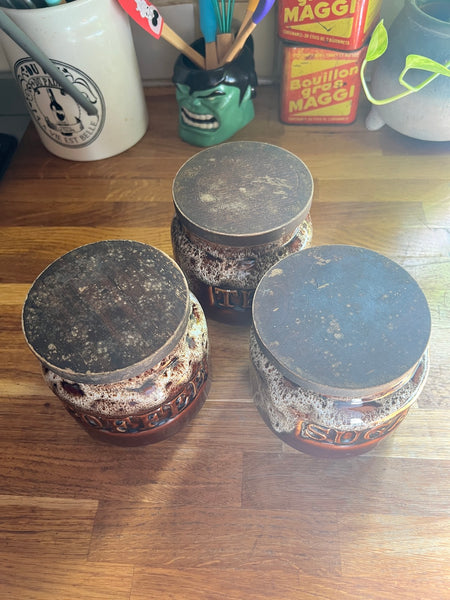 Lot de 3 pots de cuisine vintages en céramique Forsters Pottery - England - 70/80's