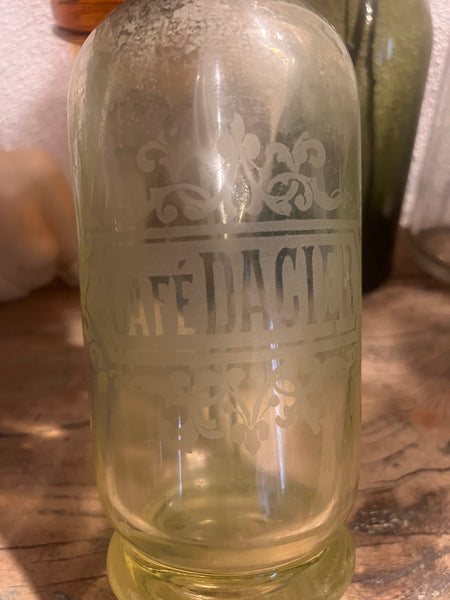 Siphon à eau de Seltz Café Dacier en ouraline jaune - Années 30/40