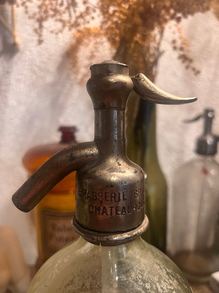 Siphon à eau de Seltz Café Dacier en ouraline jaune - Années 30/40