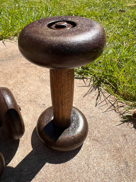 Haltère vintage en bois et fonte de 1,5kg S.G.D.G. - Années 30/40