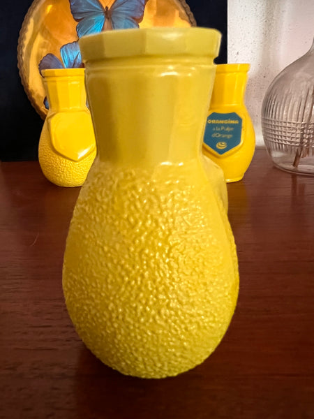 Porte-pailles de bistrot vintage Orangina en opaline jaune - Années 60/70