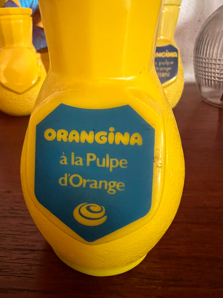 Porte-pailles de bistrot vintage Orangina en plastique jaune - Années 60/70