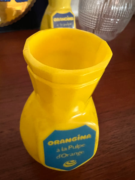 Porte-pailles de bistrot vintage Orangina en plastique jaune - Années 60/70