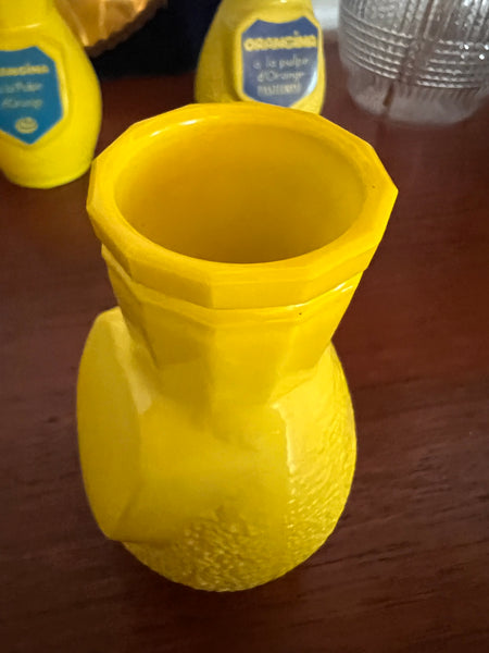 Porte-pailles de bistrot vintage en opaline jaune - Années 60/70