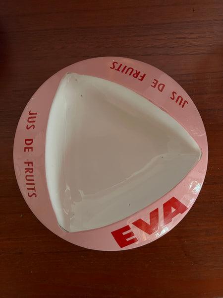 Cendrier publicitaire vintage Eva Jus de fruits en céramique - Moulins des Loups Orchies