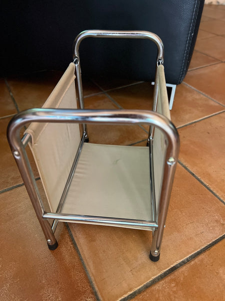 Porte-revue vintage Magazines en métal et tissu - Années 80