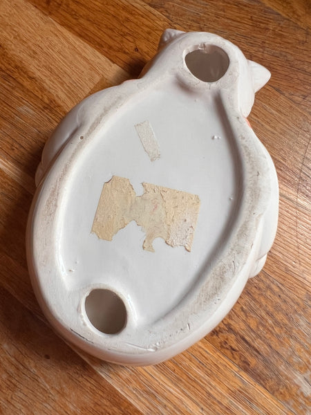 Porte-savon / éponge vintage Chat en salopette en céramique