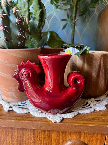 Petit vase Cocotte / Coq zoomorphe vintage La Poterie Périgourdine - Atelier Jean Varoqueaux - Années 60