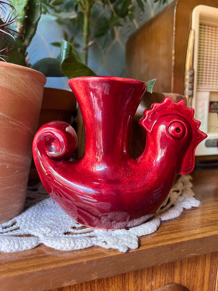 Petit vase Cocotte / Coq zoomorphe vintage La Poterie Périgourdine - Atelier Jean Varoqueaux - Années 60