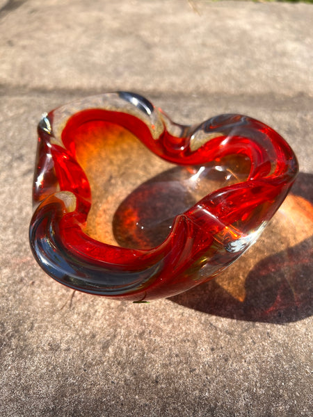 Cendrier vintage en verre soufflé de Murano - Italy - Années 70