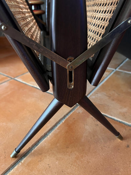 Porte-revues vintage pliant en bois et cannage par Cesare Lacca - Italie