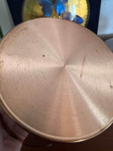 Seau à champagne vintage en cuivre et bois - Fabrication française - Années 80