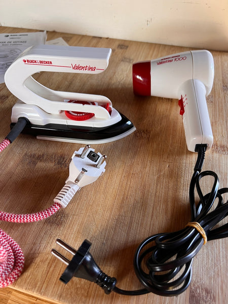 Set de voyage vintage Valentina 1000 fer à repasser et sèche-cheveux - Black & Decker