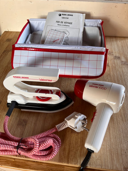 Set de voyage vintage Valentina 1000 fer à repasser et sèche-cheveux - Black & Decker