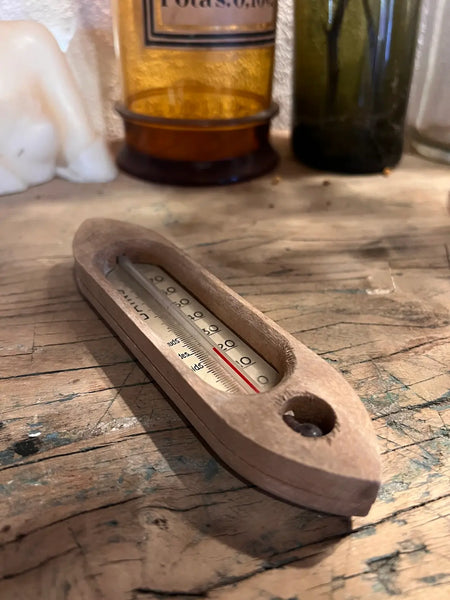 Thermomètre de bain en bois vintage