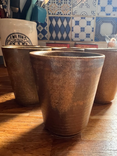 10 tasses / verres vintages Digoin Grespots en grès