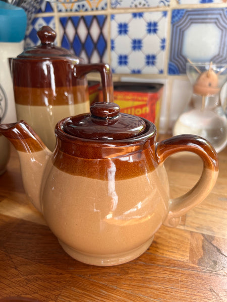 Service à café vintage 10 pièces en grès émaillé - Années 70