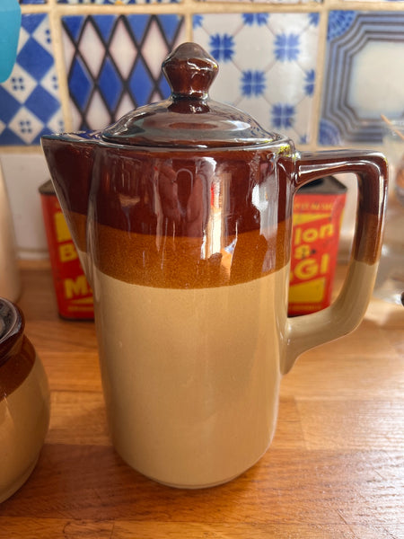 Service à café vintage 10 pièces en grès émaillé - Années 70