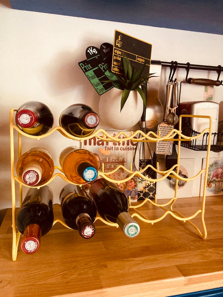Porte bouteilles vintage jaune pâle (15 bouteilles)