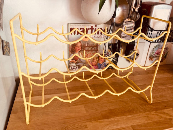Porte bouteilles vintage jaune pâle (15 bouteilles)