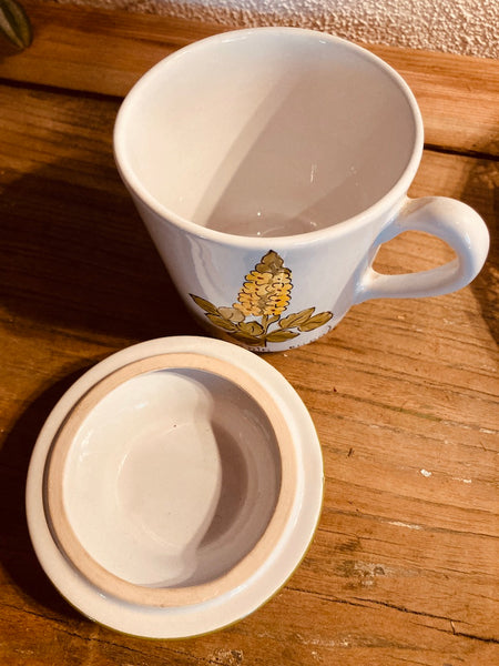 Service à tisane vintage en faïence de Charolles peint à la main