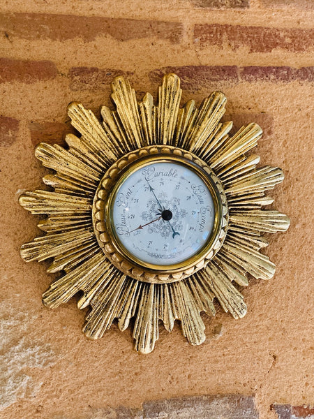 Le Sélectionneur - Baromètre soleil vintage doré à la feuille