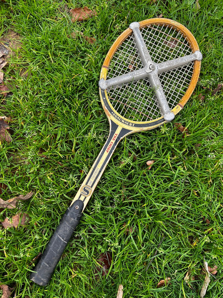 Raquette de tennis vintage en bois Snauwaert The Chief avec tendeur Zephyr
