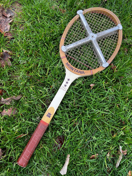 Raquette de tennis vintage en bois Montana Pro Star avec tendeur Zephyr
