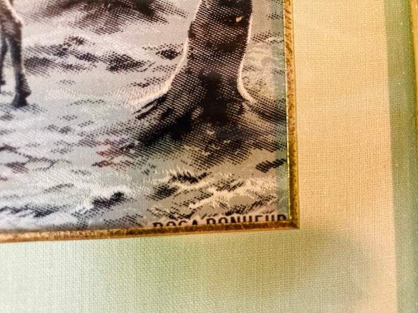 Tissé sur soie Cerfs dans un sous bois. Rosa Bonheur Neyret Frères Saint Etienne