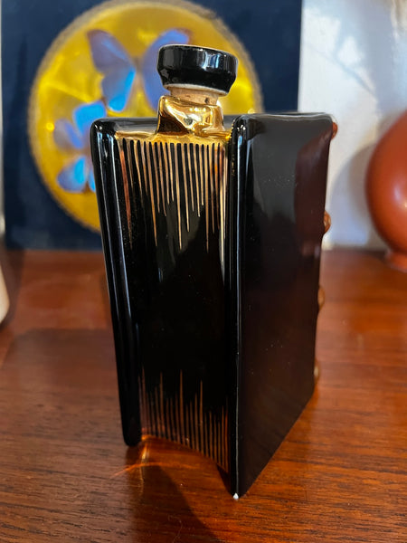 Flacon livre vintage en céramique Rhum noir et doré