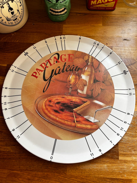 Plat à gâteau vintage "Partage-Gâteau" Diace en mélamine - Made in France