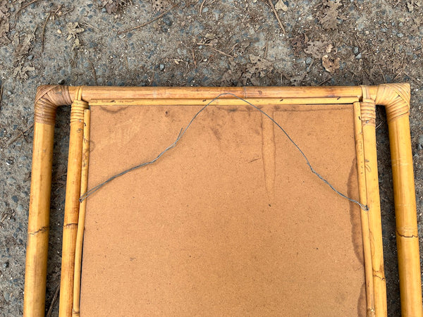 Miroir vintage en bambou et rotin 65 x 59cm