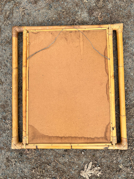 Miroir vintage en bambou et rotin 65 x 59cm