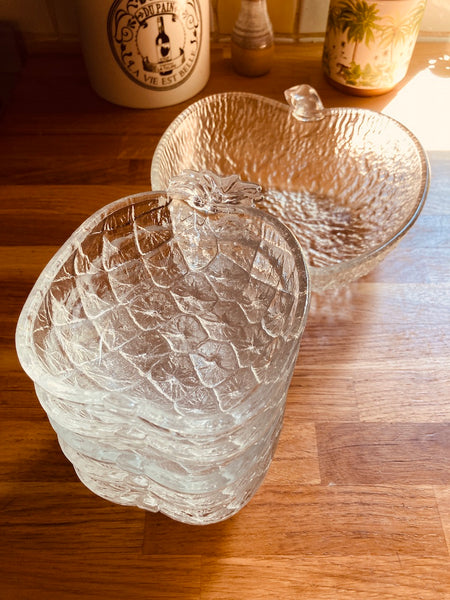 Service en verre vintage ananas et pomme - 1970