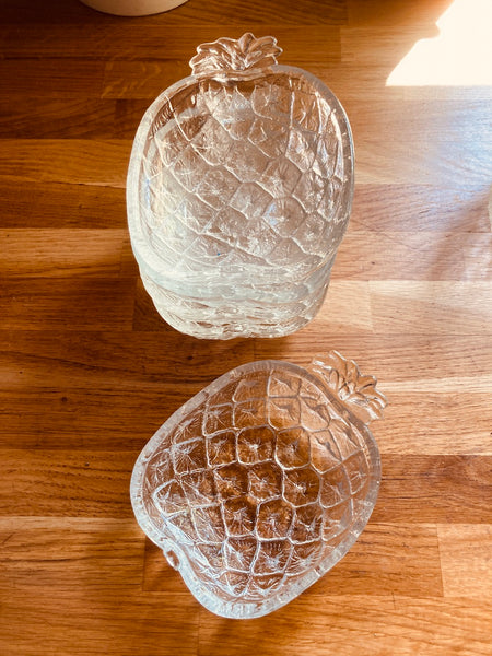 Service en verre vintage ananas et pomme - 1970